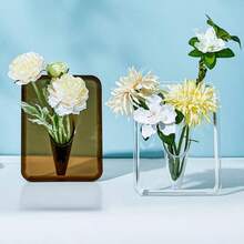 1 pieza Jarrón de marco de foto transparente para arreglo floral hidropónico, ornamento creativo de decoración de escritorio de acrílico para sala de estar, es un regalo maravilloso para familiares y amigos - transparente - Ver 5