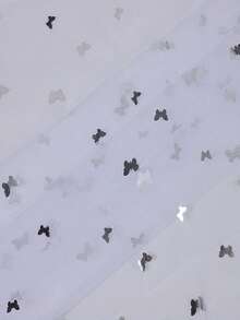 1件粉白蝴蝶亮片网纱面料，亮片网纱娃娃薄纱公主裙玩具面料，头饰蝴蝶结，适用于服装、头饰、玩具DIY - 白色 - 查看 11