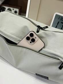 Túi đeo chéo nam công sở | Thiết kế hình trụ bằng nylon màu xám nhạt | Nhiều ngăn, dây đeo có thể điều chỉnh | Thích hợp cho công việc/đi làm/du lịch | Túi bền chắc - Nhiều màu - Xem 5