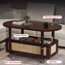 Portable Wheels Mobile Table Laptop Desk Adjustable Height Overbed Sofa Side - Brown - View 6