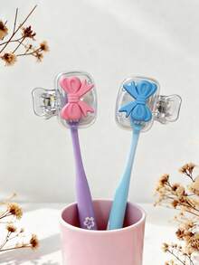 2 chiếc vỏ bọc bàn chải đánh răng nơ hồng và xanh dương đa năng, phù hợp với hầu hết các loại bàn chải đánh răng, thiết kế hình trái tim hồng và xanh dương, giá đỡ bàn chải đánh răng họa tiết dâu tây, trái tim, anh đào và hoa, thích hợp cho gia đình, ký túc xá, phòng tắm, du lịch, cắm trại, mang theo dễ dàng. - Nhiều màu - Xem 4