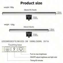 LED Screen Monitor Hanging Light, Flexible Gooseneck USB Powered Computer Screen Light, Laptop Screen Light, Suitable For Reading, Drawing, Office, Gaming - 3 Colors Dimmable - View 7