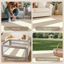 47"X47"X1.2" Foldable Yoga Mat & Exercise Mat, Waterproof Playmats For Floor, Thicken Foam Playmat For Tummy Time & Crawling,  Playpen Mat, Portable Floor Mat For Home Family Living Room, Beige+Milk Tea - Beige+Milk Tea - View 7