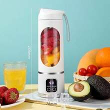 1pc Portable Blender With Smart Display, Mini Rechargeable Juicer Cup, Electric Fruit Mixer For Smoothies & Shakes - 450ML - 查看 12