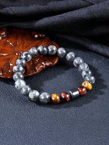 Men's Protection Connection Bracelet, Tigers Eye & Larvikite Protection, Grounding, Sharp Focus Energy Healing Yoga Meditation Jewelry For Women Men Gift For Daily Wear - Multicolor - View 4