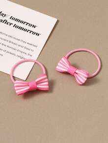 2 chiếc dây buộc tóc nơ hình vũ công ba lê màu hồng, phụ kiện buộc tóc đuôi ngựa dễ thương. - Hồng - Xem 8