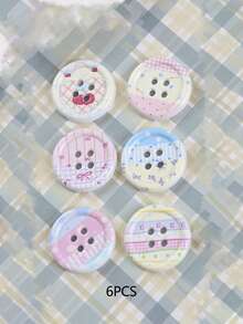 6/12pcs Colorful Striped Buttons, DIY Craft Materials For Clothing, Shoes, Socks, Suitable For Hollow Out Clogs, Hair Clips, Fridge Magnets, Phone Cases And Other DIY Accessories - A - View 2