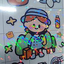A4 Holographic Laminated Sheets - 20pcs Assorted Transparent Waterproof Stickers, Gemstone, Polka Dot, Rainbow, Star Patterns - Multicolor - View 8
