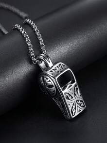 1 chiếc mặt dây chuyền hình còi khắc chữ dành cho nam, trang sức phong cách Punk bằng thép không gỉ, thích hợp đeo hàng ngày. - mặt dây chuyền - Xem 6