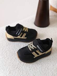 1 Pair Kids Spring Hook And Loop Casual Sports Shoes, Non-Slip Sneakers For Boys & Girls - Black - View 1