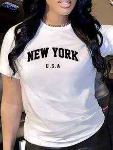 Black Casual Summer T-Shirts - White - View 1