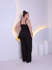 Women's Plus Size Tailored Set Consisting Of A Blouse And Wide-Leg Trousers C3090-2 - الأسود - مشاهدة 2
