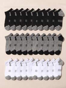 10 Pairs Random Color Block Kids' Summer Casual Sports Short Socks, Suitable For School, Running, Daily Wear, Unisex - Multicolor - View 1