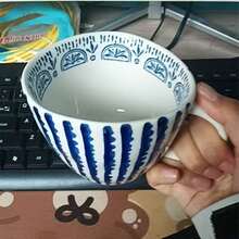 1个时尚陶瓷马克杯，家庭主妇牛奶杯，家用办公早餐杯，女士咖啡杯（蓝色，如图所示） - 彩色 - 查看 10
