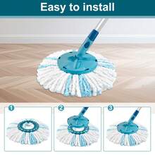 Yuunaie 1/2/4pcs Thick Rotating Mop Replacement Heads, Suitable For Leifheit Clean Twist Disc Mop, Deep Cleaning Washable & Reusable Mop Replacement Pads, Suitable For Kitchen & Bathroom Cleaning Accessories - 綠白色 - 查看 9