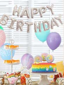 1pc Colorful Happy Birthday Balloon Banner, With 16-Inch Polyester Foil Letters, Inflatable Party Decor And Birthday Supplies, Suitable For Boys, Girls, Kids And Adults, Baby Shower, Reusable Party Supplies - Multicolor - View 5