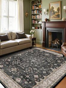 1pc Style Vintage Distressed Red Polyester Rectangular Low-Maintenance Area Rug, Suitable For Hallways, Bedside, Living Room, Bedroom Home Decor - Multicolor - View 21