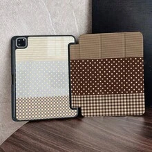 1个复古棕色条纹波点格纹平板电脑保护套，带笔槽，兼容iPad 10.9/10.2/Air 5/Pro 11/10/9.7/Air 2/(7代)/(8代)/Air 4/5/Pro 11/10代 10.9英寸（2022款），智能休眠/唤醒功能，时尚平板电脑配件，兼容小米平板5/5 Pro/6/6 Pro/7/7 Pro、三星Galaxy Tab S10+/S9/A9 - 彩色 - 查看 8