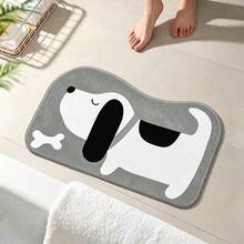 1pc Cute Dog Bedside Rug, Living Room Sofa Mat, Bedroom Faux Wool Rectangular Carpet, Dirt-Resistant Thickened, Girly Carpet, Kitchen Rug, Bathroom Mat, Game Room Carpet, Study Room Rug - Gray Dog - View 5