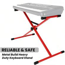 Keyboard Stand X Shape Height Adjustable Foldable Portable Key Board DJ Controller Stands For Electric Digital Midi Pianos Red - KS 1X RED - Red - View 5