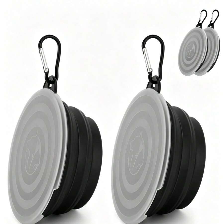 可折叠宠物碗带盖 | 猫狗旅行防溢食碗（露营徒步挂钩设计+硅胶易清洁） - 350 - 查看 1