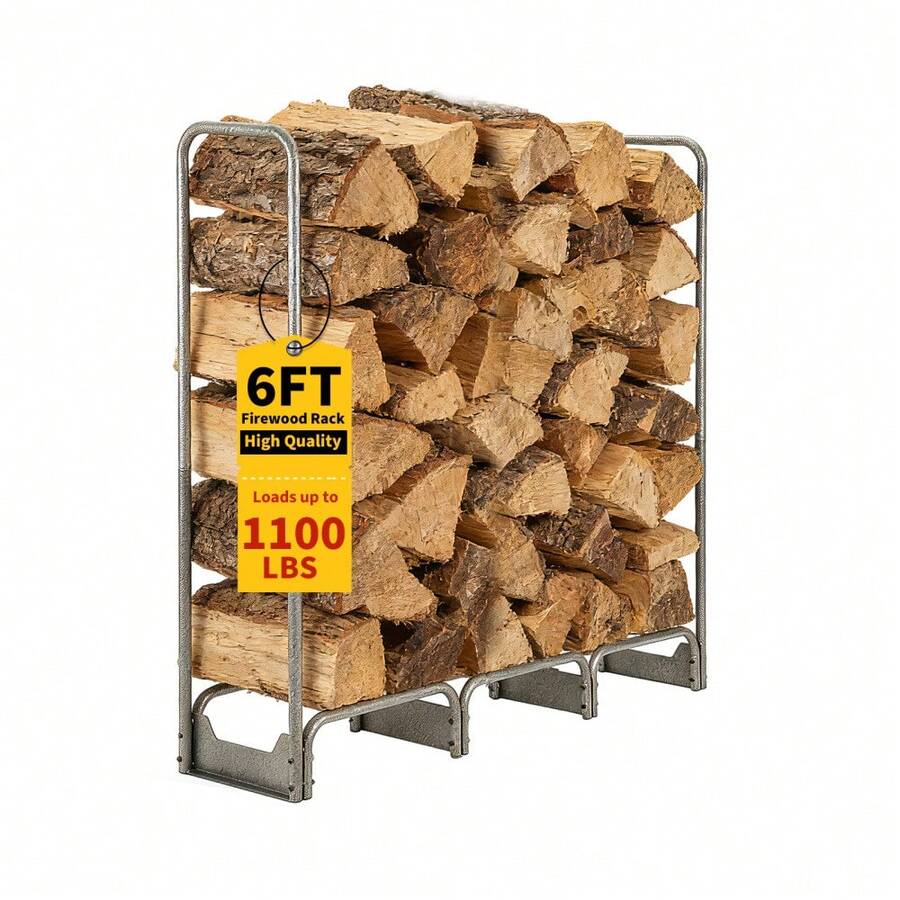 Heavy Duty Steel Firewood Rack With 600D Waterproof Cover – Indoor & Outdoor Log Storage Holder – Durable, Rust-Resistant Organizer For Fireplace, Patio, Fire Pit - B - View 1