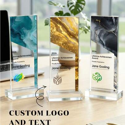 1 chiếc cúp acrylic hình chữ nhật khắc họa tiết vân đá cẩm thạch, có thể tùy chỉnh logo và chữ, quà tặng tri ân nhân viên, đội nhóm, nghỉ hưu, cúp thiết kế vân đá cẩm thạch trang nhã cho doanh nghiệp, lễ tốt nghiệp, cuộc thi.