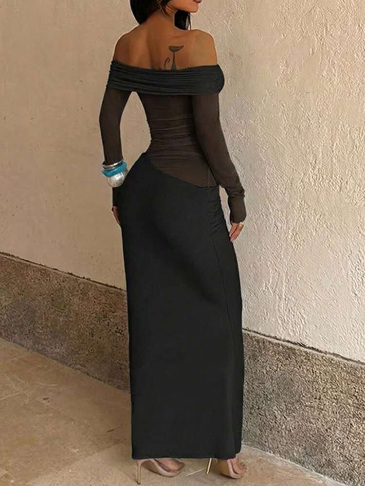 Robe d'été WOWDARK, robe noire élégante et à la mode avec épaules dénudées, maille ajourée et coupe slim. Convient pour la Saint-Valentin, les rendez-vous, les rassemblements, les fêtes, les voyages, les vacances, la plage et d'autres occasions comme les mariages et les fêtes de printemps - Noir - Voir 9