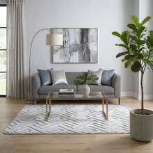Tokyo Non-Slip Rug With High Relief Geometric Pattern For Living Room/Bedroom, 1.40m X 2.00m Or 2.00m X 2.40m - Màu Xám nhạt - Xem 3