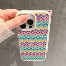 Funda para Teléfono - Una funda de alta gama y a la moda con diseño de zigzags coloridos y tonos suaves, adecuada para iPhone 17/17Pro/17Promax/17Air/16/16Pro/16Promax/16Plus/15/15Plus/15Pro/15Promax/14/14Pro/14Promax/13/12/11.Es duradero y estéticamente agradable. - color - Ver 6