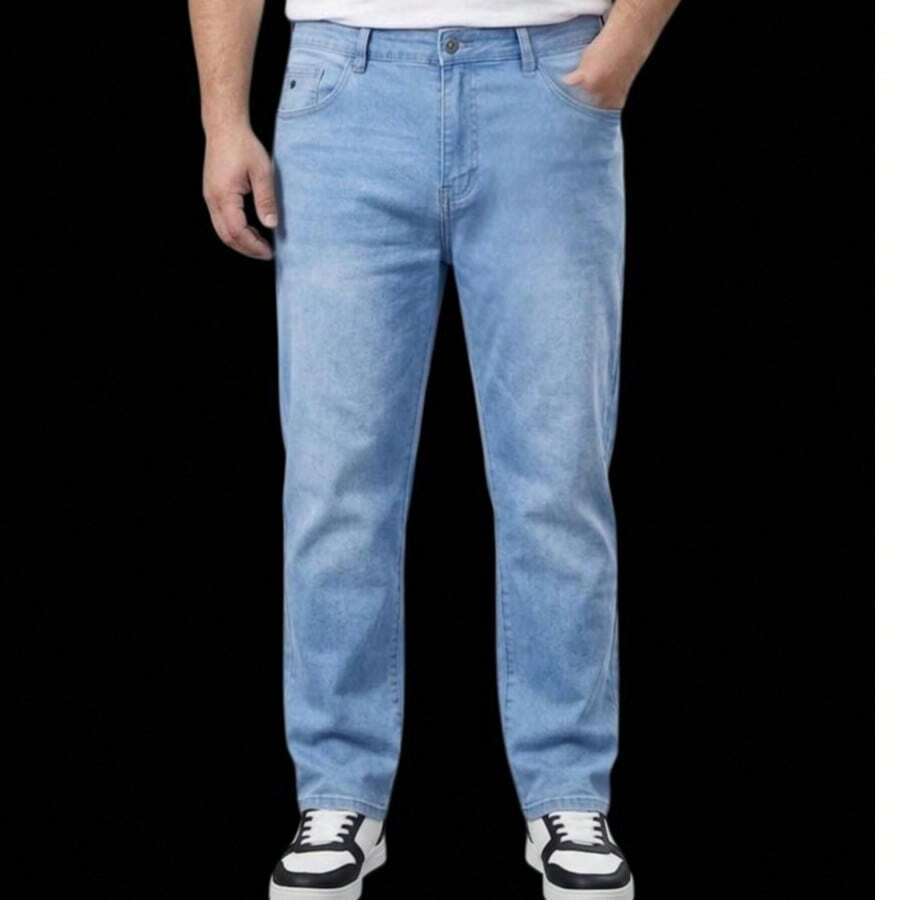 CHEN Men's Plus Size Jeans With Elastane, Traditional, Affordable, Comfortable, Large Size - 淺色水洗藍 - 查看 1