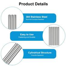 50 Pcs 304 Stainless Steel Dowel Pin M2 (2mm)X 28mm Cylindrical Shelf Support Peg Pin Rod Fasteners Metal Devices Wood Furniture Installation, Silver - Default - View 3