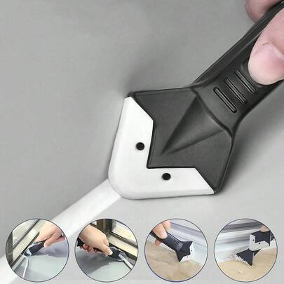 3-In-1 Silicone Caulking Tool With A Stainless Steel Head - Ideal For Sealing, Cleaning, And Scraping Glue - Durable Plastic Handle, Easy To Use, Caulking Tool | Ergonomic Handle