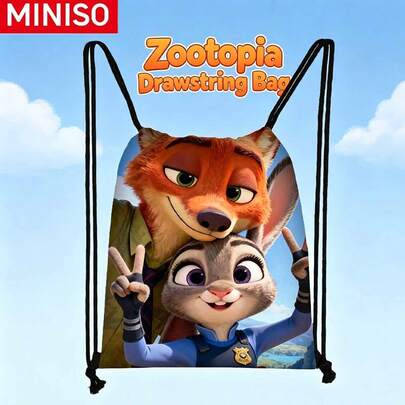 Miniso 【名创优品】可爱疯狂动物城主题卡通图案背包，轻便易携，时尚百搭，适合上学、户外旅行、休闲、运动、购物、送礼等场合。