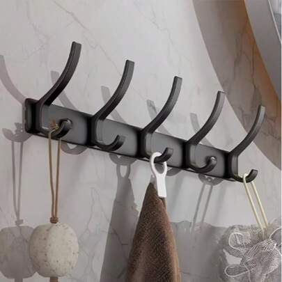 Kapstok voor wandmontage, volledig metalen wandhaken om op te hangen, hoedenrek voor aan de muur met 6 dubbele haken, zwarte haken voor hoed, handdoek, tas, rugzak, baseballpet