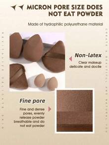 6/1pc Makeup Sponges: 2 Makeup Sponge + 2 Velvet Powder Puffs + 2 Mini Makeup Sponges, Multi-Functional Makeup Tools, Makeup Powder Puffs, Dry & Wet Use Makeup Sponges, Blush Puff, Loose Powder Puff, Suitable For Liquid Foundation, BB Cream, Concealer, Face Cream, Foundation, Suitable For All Skin Types - Brown - View 9