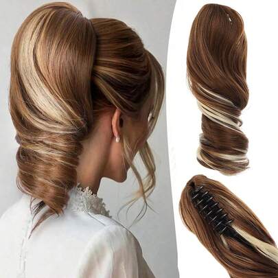 10 Inch Long Wavy Heat-Resistant Synthetic Ponytail Hair Extension, Multiple Colors Available, Suitable For Women's Party And Daily Wear