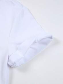Casual Women's Short-Sleeved Top, Adorned With A Printed Letter Q, Perfect For Spring And Summer. - White - View 3