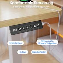 Devoko Gunji 160/180 Cm Height Adjustable Desk, L-Shaped Electric Standing Desk, Height Adjustable, Electric With 4-Function Memory, Ergonomic Gaming Table With Cable Management Tray, Hooks - 查看 6