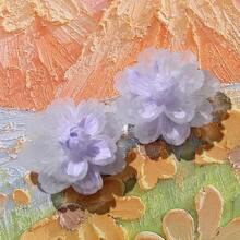 2026 New 3D Pink White Flower Earrings Women Imitation Pearl Acrylic Blooming Gardenia Stud Earrings Cute Jewelry Yellow Purple - JE1297-Màu tím - Xem 13