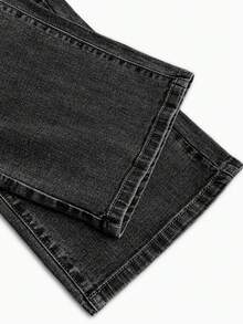 Jeans casuales de pierna recta y ajuste holgado para mujer con bolsillos, jeans rectos de moda, pantalones vaqueros holgados de mezclilla lavada, estilo vintage y casual - Negro - Ver 10