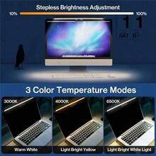LED Screen Monitor Hanging Light, Flexible Gooseneck USB Powered Computer Screen Light, Laptop Screen Light, Suitable For Reading, Drawing, Office, Gaming - 3 Colors Dimmable - View 8