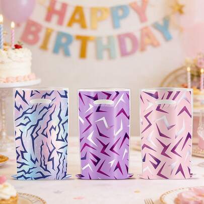 10/30pcs Purple & Pink Lightning Bolt Gift Bags With Handles, Birthday Party Favor Bags, Disco Neon Style Party Candy, Small Gifts & Birthday Party Supplies