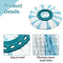 Yuunaie 1/2/4pcs Thick Rotating Mop Replacement Heads, Suitable For Leifheit Clean Twist Disc Mop, Deep Cleaning Washable & Reusable Mop Replacement Pads, Suitable For Kitchen & Bathroom Cleaning Accessories - 綠白色 - 查看 3