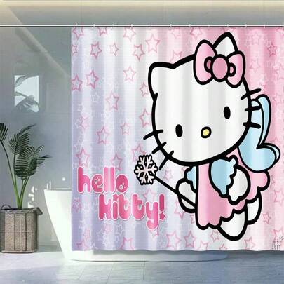 1pc Cartoon Shower Curtain - Adorable Bathroom Decor. Featuring A Beautiful Printed Design, This Handmade Shower Curtain Is Made Of Soft And Easy-To-Clean Fabric, Presenting A Charming Cartoon Art Style. It Can Serve As A Simple Partition To Separate The Wet And Dry Areas Of The Bathroom Without Complex Installation. Equipped With Hooks, Suitable For Bathtub Or Shower Area. An Essential Practical Accessory And Decorative Touch For Any Bathroom.