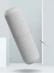 1件装便携式化妆刷收纳盒旅行牙刷盒笔筒套装洗脸杯多功能带盖 - 白色 - 查看 5