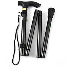 Folding Lightweight Walking Tick - Adjutable Aluminum Metal Collapible Travel Cane With Non-Lip Rub - Black - View 8