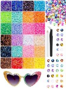 3mm Rainbow Crystal Rhinestones, Rhinestone Decoration Set With Rhinestones And Tools, Flat AB Color Resin Crystal Gem Set With Glue, Suitable For Nail Art, Crafts, Clothing Decoration - Multicolor - View 6
