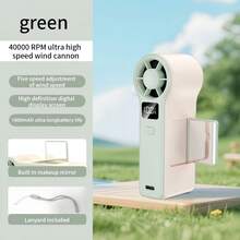 1pc Summer Bestseller 1800mAh Capacity Handheld Fan With Mirror, High-Speed Portable Swirl Smart Display Continuous Runtime Strengthened Airflow Mini Fan With Mirror - 多色 - 查看 9