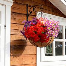 4 Color 8 Bunches Artificial Morning Glory Flowers With Eucalyptus Leaves, Outdoor Plastic Floral Decor For Balcony, Yard, Garden, Porch - Multicolor - View 9